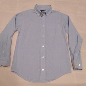 Chaps Boys Long Sleeve Button Down Pocket Dress Shirt 8 Blue